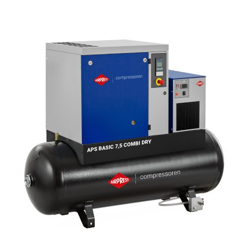 Csavarkompresszor APS 7.5 Basic Combi hűtveszárítóval 10 bar 7.5 hp 690 l/min 500 l, AIRPRESS