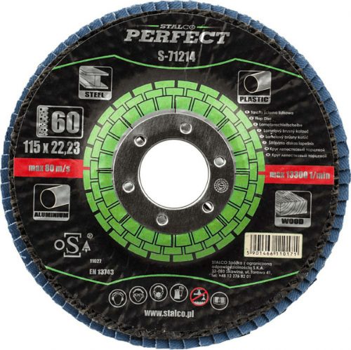 Lamellás csiszoló D= 115x22,23 mm , G60, elektrokorund STALCO PERFECT