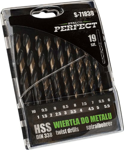 FÉMFÚRÓ KÉSZLET HSS,1-10 MM, 19 RÉSZES, STALCO PERFECT