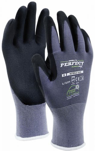 Munkavédelmi kesztyű, nylon, méret:8, NITRILE FLEX, STALCO PERFECT