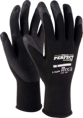 Munkavédelmi kesztyű, nylon, fekete, 6-os méret, NITRILE FLEX FOAM, STALCO PERFECT POWERMAX