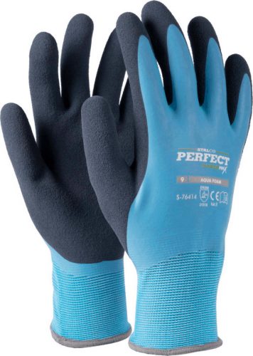 Munkavédelmi kesztyű, nylon, vízálló, 9-es méret, AQUA FOAM, STALCO PERFECT POWERMAX